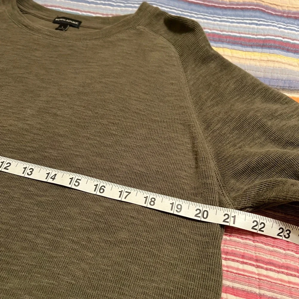 Banana Republic Men Olive Green Long Sleeve Crew Neck T-Shirt Size L